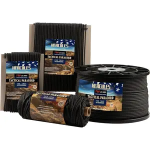 750lb Paracord 4mm 11 Strands Tactical Parachute Cord, 50' 100' 250' 1000' Utility Rope for Camping, Survival, Outdoor Gear (Black, 50FT)