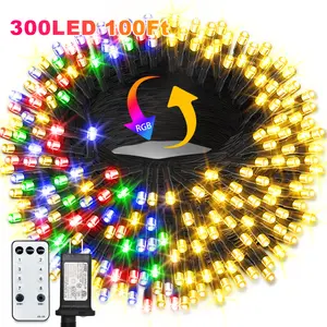 DREAMLAND 300LED 100FT Christmas Light String with Remote Control Fairy Light 8 Modes Timer Waterproof for Holiday Party Christmas Tree Wedding New Year Decoration  led lights