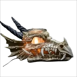Skull Dragon Wax Oil Warmer Air Freshener for Home Fragrance with Dimmer Knob & Glass Dish for Wax Melts Scent Set