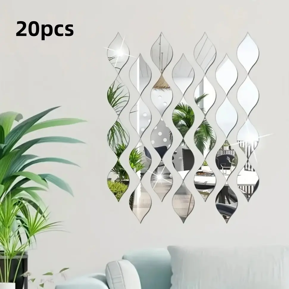 20pcs Water Drop Mirror Wall Stickers Set, Decorative Wall Sticker, Self-Adhesive DIY Interior Wall Decor, Removable Wall Art Decals for Home Living Room Bathroom Office Dormitory Decorations