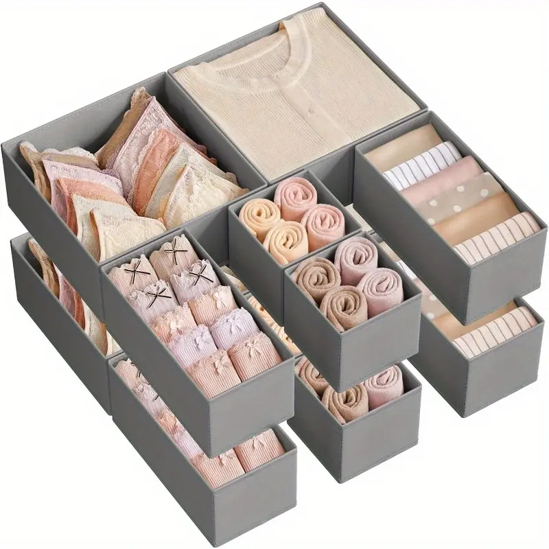 6 Counts Drawer Organizer Set, Foldable Fabric Storage Boxes, Folding Storage Boxes, Collapsible Storage Boxes, Multi-Functional Closet Organizers for Socks, Bras, Belts, Scarves