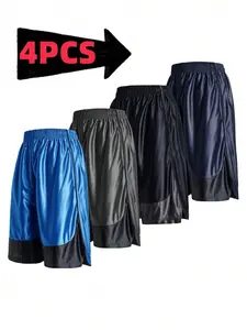 4PCS Men's Basketball Shorts Color Block Dazzle - Elastic Waistband - 9.5 Inch Inseam - Drawcord Adjustable Athletic Pants,Men Gifts,Christmas