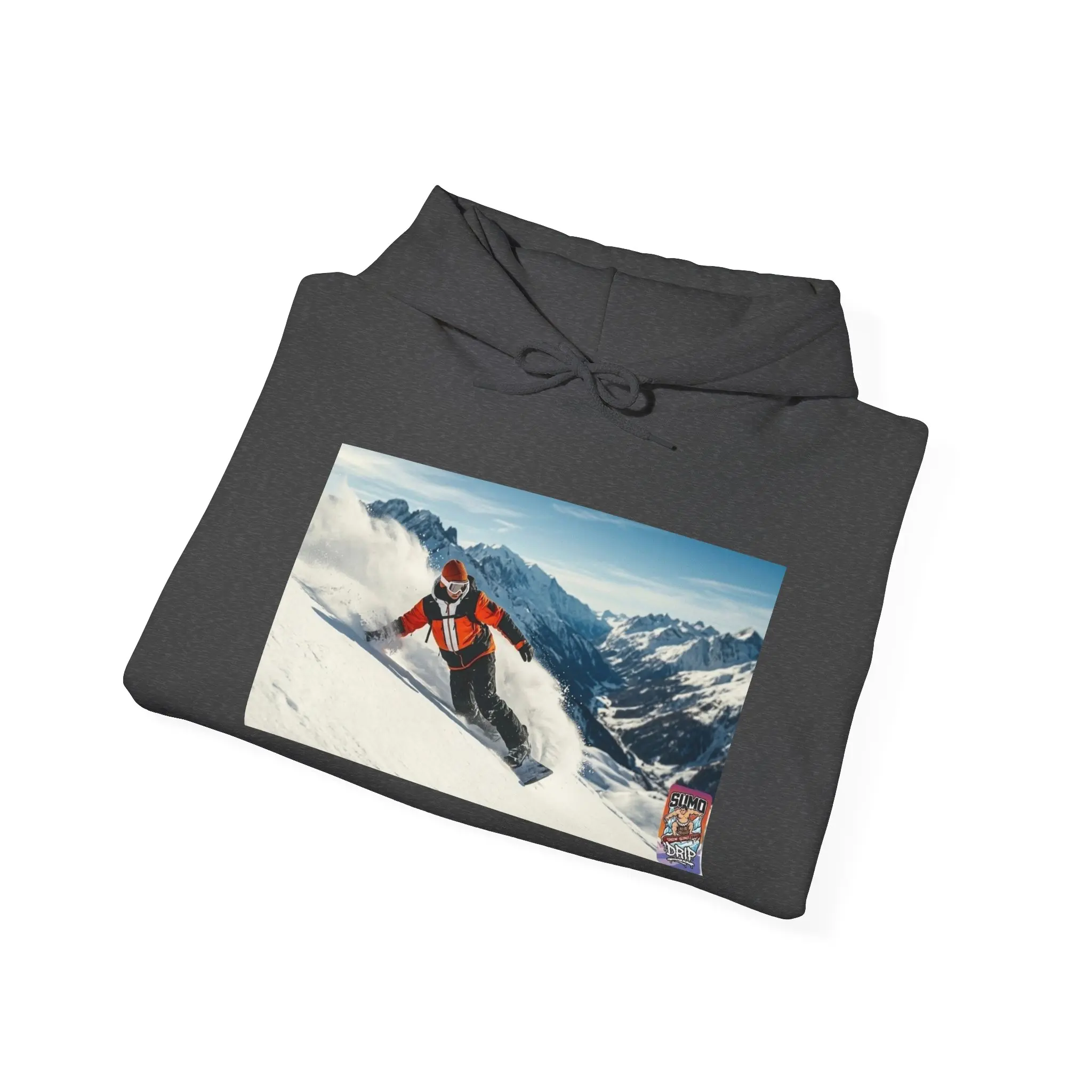 Skiing Mountain Scene Hoodie | Snowboarder Winter Sports Landscape
