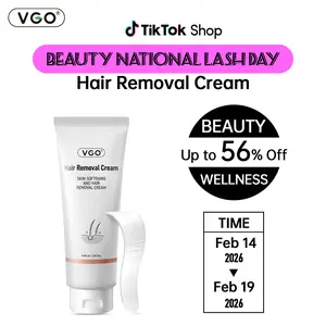 VGO Painless Hair Removal Cream for Women & Men, Hair removal cream for body, back & legs, All Skin Types, 4.06oz w/Spatula -A
