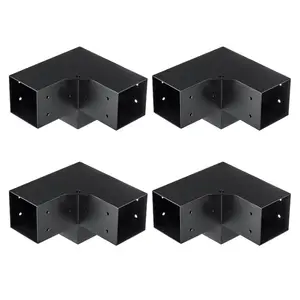 VEVOR Pergola Bracket Kit 4''x4''(Inner Size 3.6x3.6), 4pcs 3-Way Heavy Duty Corner Bracket Woodworks DIY Post Base Kit, Easy Installation Wooden Beams for Gazebos, Patio Pergolas, Log Cabin Outdoor