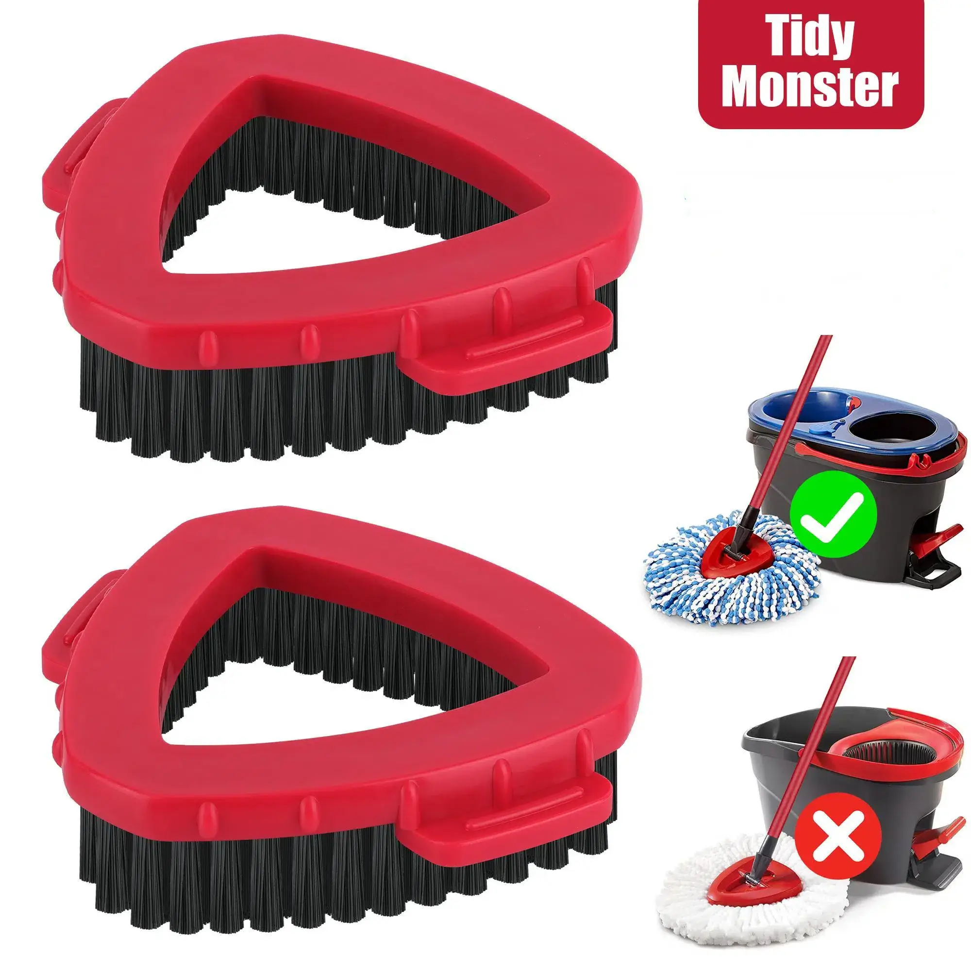 Scrub Brush Head Refills for O-Cedar RinseClean 2-Tanks System Spin Mop Replace Head for Ocedar Mopping Cleaning o cedar Triangle Scrubbing
