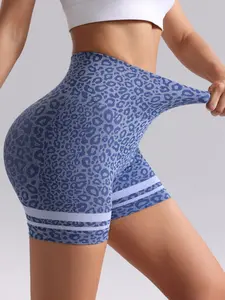 New Women's Leopard Print Yoga Shorts, Seamless High Waist Design, Comfortable Stretch Fabric, Ideal for Yoga and Fitness, Fashion Sportswear