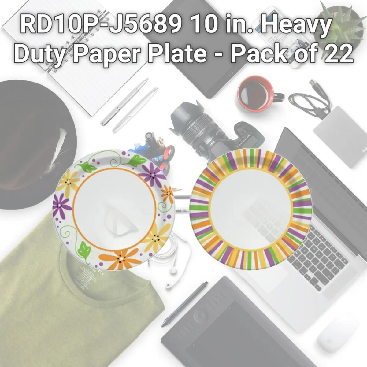 SOLO Disposable Dinner Plates - 10" Heavy-Duty, Flower Design Mixed Paisley Cut-Resistant Paper Plates, Model RD10P-J5689 (22-Pack Assortment for Holiday Party, Everyday Use, Casual Events)