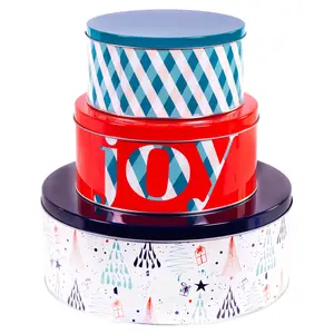 Cookie Tins (Set of 3), Joy Plaid