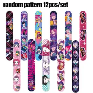 12pcs Slap Bracelets for Birthday Party Decorations, Kpop Anime Character Snap Design Bracelets, Perfect Party Favors, School Prizes, Unique Gifts
