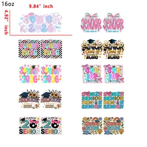 (T14) 20pcs senior2026 16OZ Tumbler Cup Wraps, Waterproof Fade-Resistant Decal Stickers, Vivid HD Print with Strong Adhesion, Customizable Transfers for Glass Cups, Mugs & Smooth Surfaces, DIY Art Craft Supplies