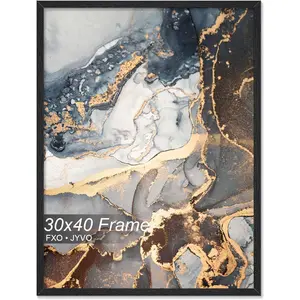 Engineered Wood 30x40 Frame, Black Picture Frame for 30 x 40 Inch Poster Puzzle Photo, Light Weight 30 by 40 Poster Frame with Wood-grain for Wall - 1 Pack Black