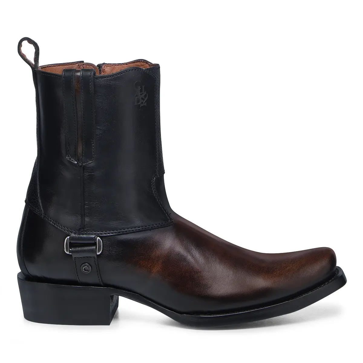 MN CUADRA Black & Honey Laser & Zipper Narrow Square Toe CU937 Men's Western Style Boots