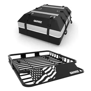 [FLASH SALE] Garvee 51" x 36" Universal Roof Rack Basket With Waterproof Luggage Bag and Combination Lock For SUVs Trucks Vehicles, 200 Lbs Capacity, Black