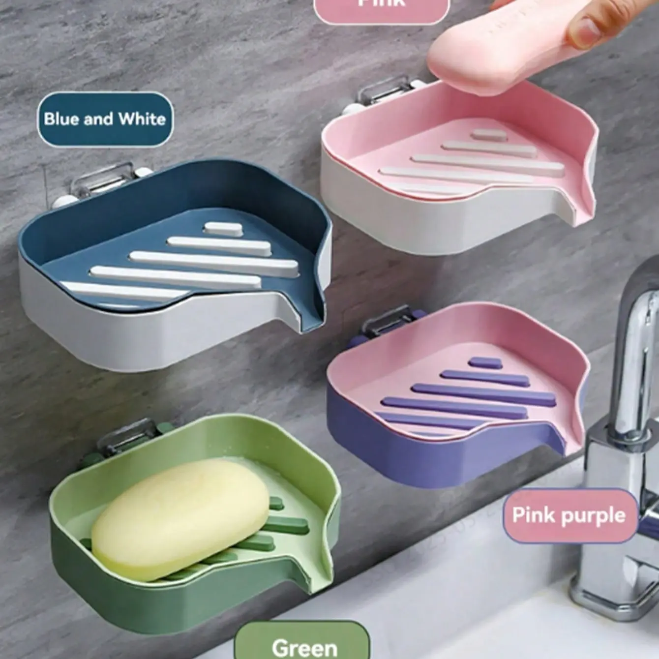 Wall Soap Rack 1 Wall-Mounted Soap Bar. Household Bathroom Storage Rack with Drainage ...