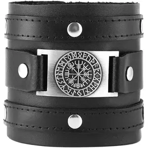 Wide Cuff Wrap Gothic Wristband Punk Rock Biker Wide Strap Leather Bracelet