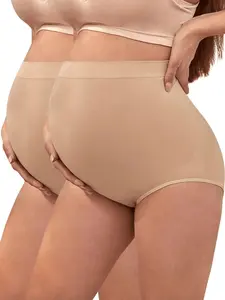 Maternity Solid Color High Waist Boyshorts, Breathable Comfortable Maternity Panty for Pregnancy & Postpartum, Maternity Underwear for All Seasons, Prenatal Clothes, Soft Breathable Underwear