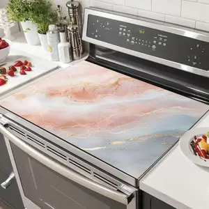 Elegant Marble Design Non-Slip Rubber Oven Mat, Stove Panel Protector, Easy Clean Kitchen Decor, Multi-Purpose Stove Cover, Kitchen Decorative Placemat