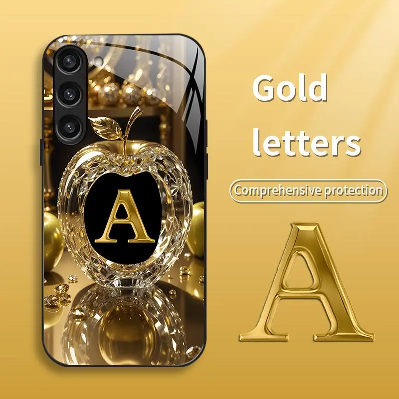 Protective Casing for Galaxy S23+ - High-End Metal Letter Glass Cover, Business-Style Metal Paint Electroplated Design, Shockproof, Anti-Fall, Anti-Fingerprint, Affordable 995