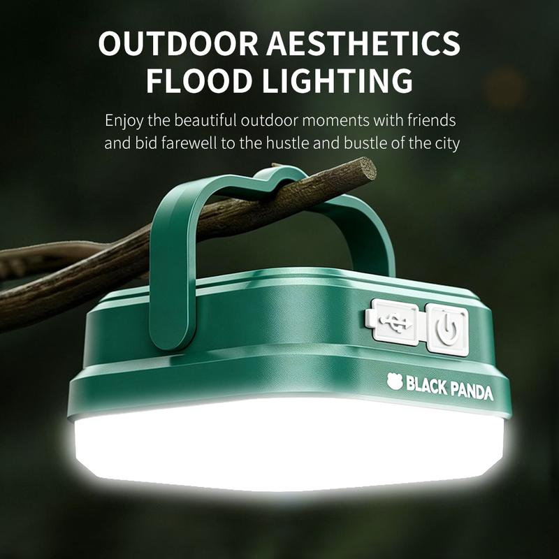 Black Panda-Portable Solar Light Super Convenient Dual Charging! TYPE-C Fast Charge + Solar Panel, High Lumen, Waterproof & Durable, Easy to Carry
