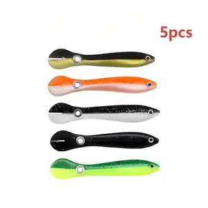 5PCS Realistic Fishing Lures Soft Rubber Lures for Cold Water Fishing High-Quality Material Ultra-Realistic 3D Eyes Paddle-Shaped Tail Design Ideal Gift