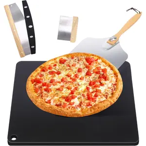 Pizza Steel for Oven & Grill - 16"x13.4" Ceramic Baking Steel Pizza Stone Set with Pizza Peel,  & Dough Scraper - High Conductivity for Crispy Crust, Indoor & Outdoor Use