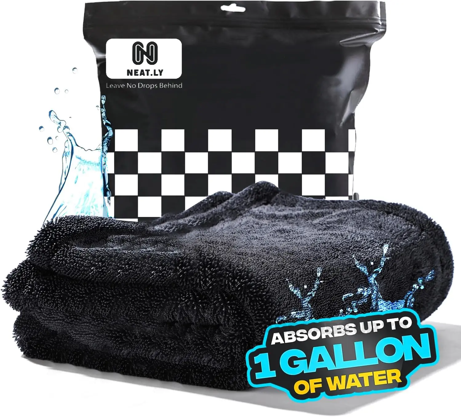 Premium Microfiber Car Drying Towel - 2025 XL 28"x36" Neatly Twisted-Loop, 1300GSM for Fast, Streak-Free Drying, Ideal for Car Wash Station Sponges, Cloths & Brushes Accessories