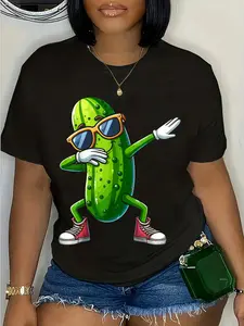 100% Cotton Unisex Dabbing Pickle Dancing Cucumber Lover Funny Pickle T-Shirt