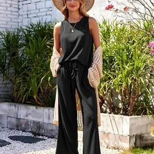 Womens Pajamas 2 Piece Loose fit Lounge Set Waffle Knit Loungewear