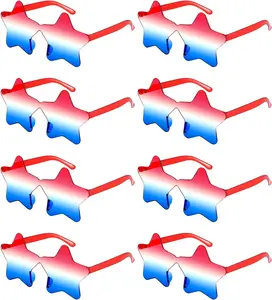 Valentine Day Gift 8 Pairs Star Sunglasses 4th of July Glasses Accessories Outfit for Women Kids Adults Patriotic Rimless Sunglasses Party Favors for Birthday Beach Pool