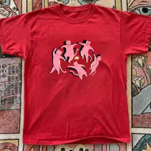 Cat Red Baby Tee Y2k Clothing,Vintage, Streetwear