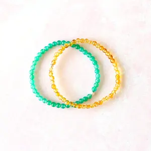 Lucky Abundance Crystal Bracelet Set | Green Aventurine, Citrine | 4mm