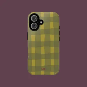 Green Gingham Tough Phone Case | iPhone 17-11 Pro Max Mini Protective Checkered Case