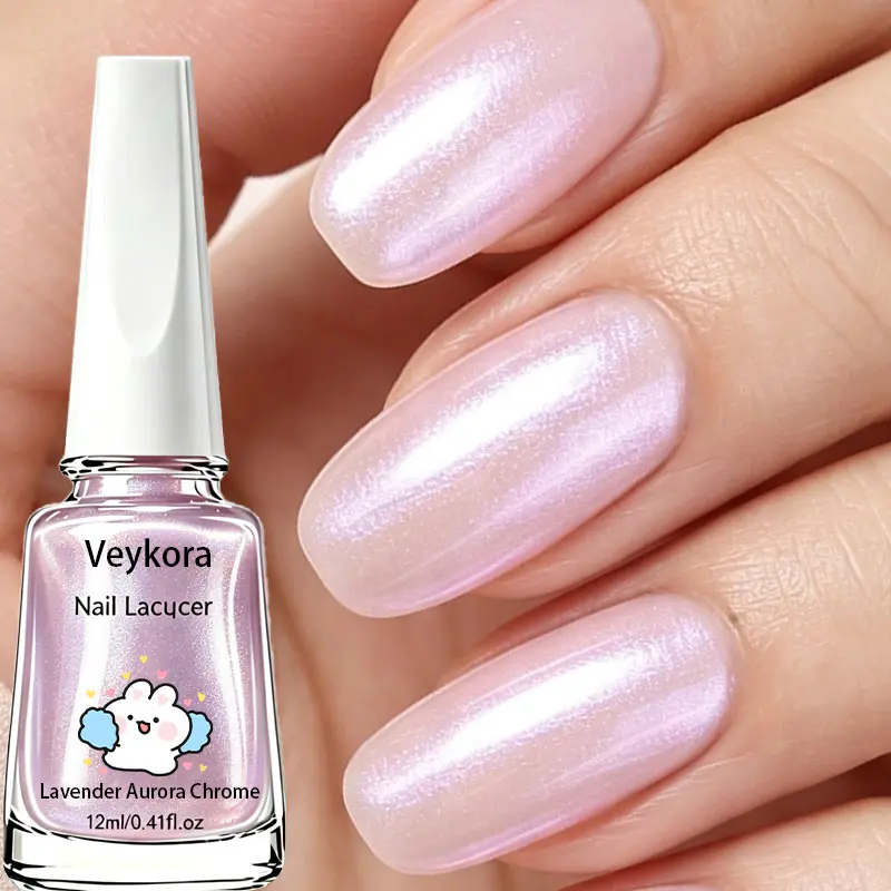 Dreamy Lavender Aurora Gold Acrylic Nail Polish - Soft Holographic Aurora Glow Effect, Spring Fairy-Tale Soft Tones, Suitable for Weddings, Daily Elegant Beauty Looks