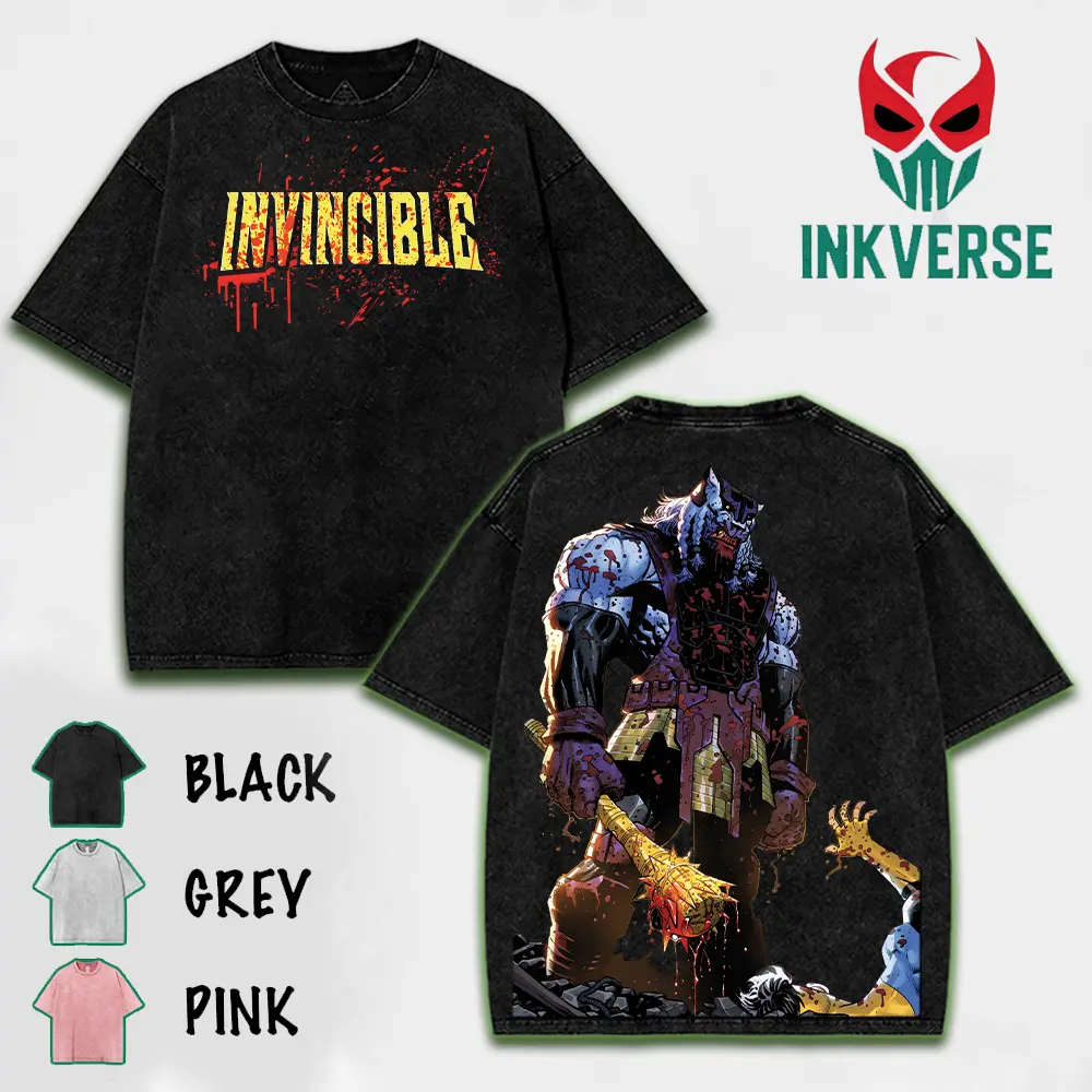 BATTLE BEAST invincible washed tshirt, Comics T-Shirt, TV Show Comics Washed T-shirt Cotton, Unisex Shirt Streetwear graphic tshirt Top lover graphic tee