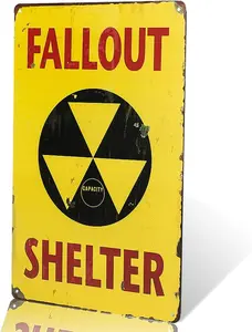 Fallout Shelter Vintage Metal Tin Sign, Garage Decor Man Cave Sign