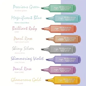 8 PACK Sparkling Metallic Highlighters Set, Quick-Dry No Smudge Glitter Markers with Chisel Tip, Non-Toxic Ink, for Note Taking Journaling Coloring Planners Art, Vivid Pearlescent Colors