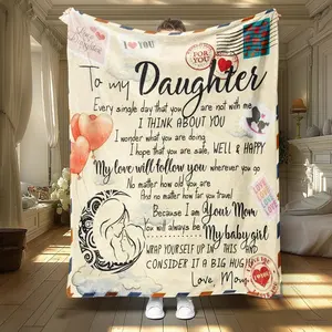 Letter Pattern Soft Blanket, 1 Count Letter For Daughter Soft Throw Blanket, Air-Conditioned Room Blanket, Warm Nap Blanket For Home Office Travel summervibes