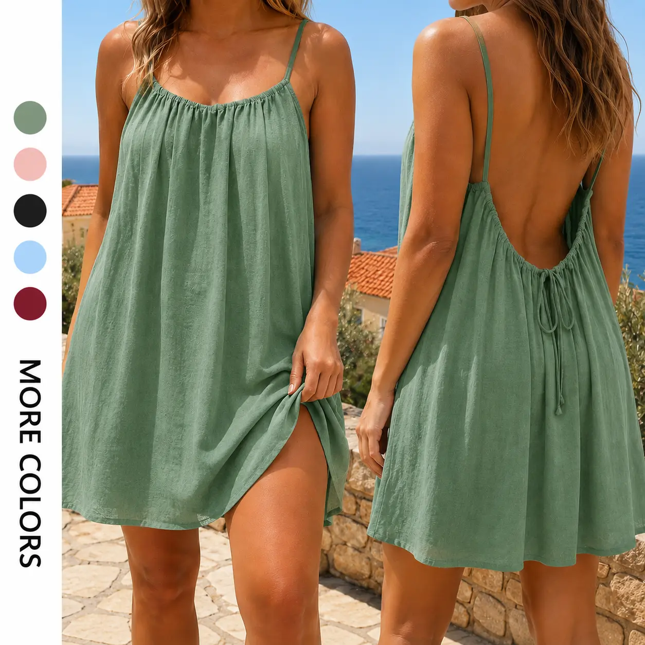 Women's Solid Spaghetti Strap Nightgown, Sleeveless Cami Lounge Dress, Above the Knee Summer Home Wear, Spaghetti Straps, Airy Feel, Breathable, Casual, 2Xl, Lightweight, Female, Machine Washable, Maximum Breathability, Normal Type, Versatile For Indoor