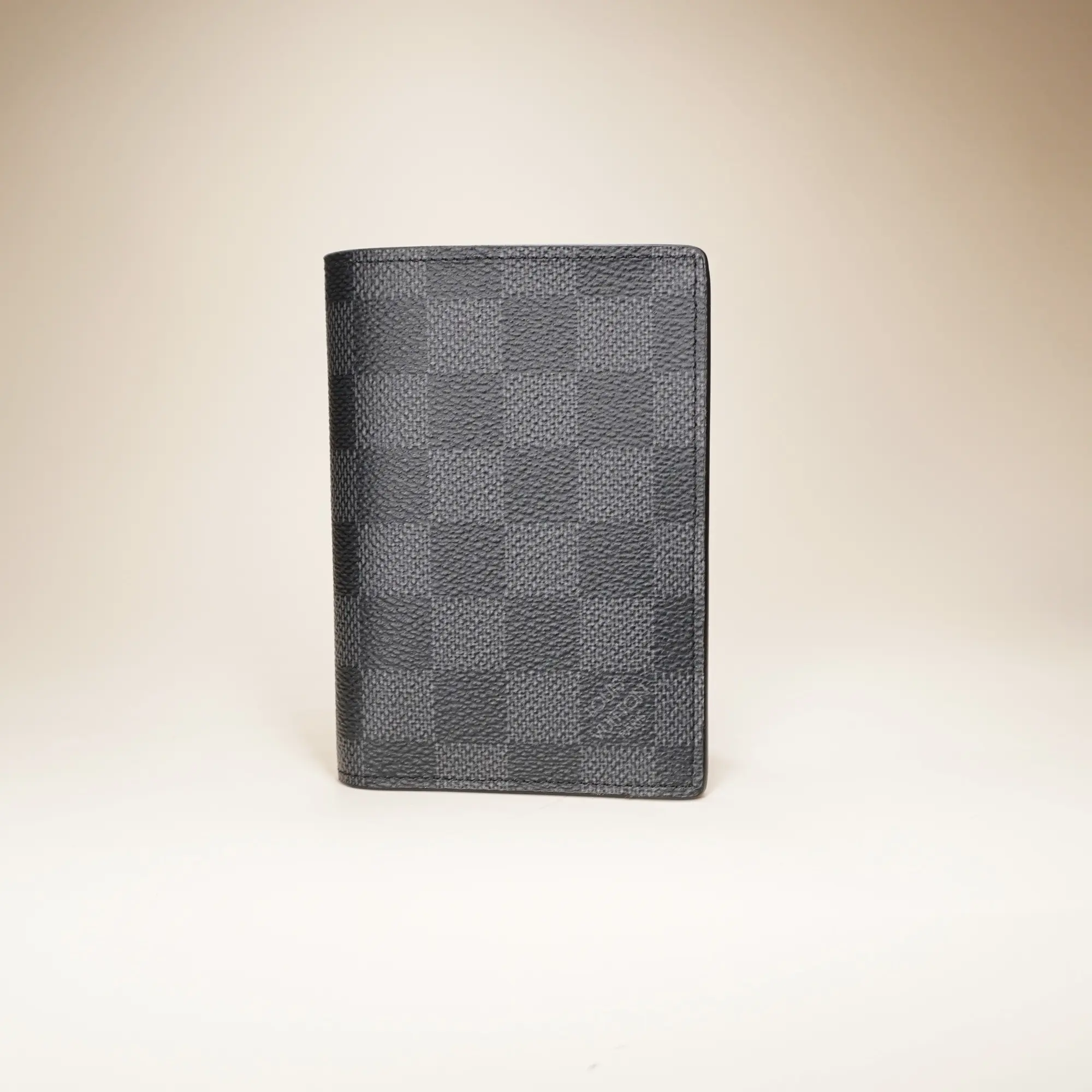 Pre-owned Louis Vuitton Canvas Small Leather Goods LV Passport Cover Damier Coated Graphite