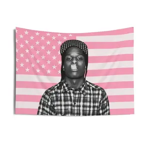 Asap Rock FREE TRACKED shipping pink American Flag Wall Tapestry Wall decor rapper
