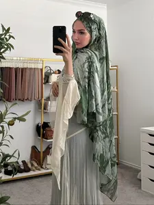 Women's Elegant Fashion Scarf Gradient Polyester Muslim Islamic Hijab 80x180cm Water Wave Shawl Breathable Casual Versatile New Ramadan Festival Hijab