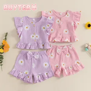 Baby Girls Floral Print Tank Top & Shorts 2Pcs Set, Summer Casual Cute Outfits for Infant Toddler 0-4 Years