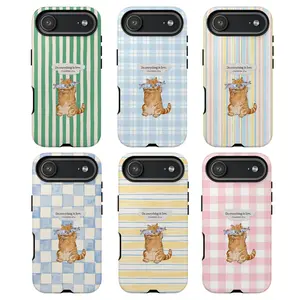 Do everything in love Phone Cover, Cute Cat Phone Case with Striped & Checkered Patterns,  Protective and Stylish Cover for ip and ss, ip17 case, Cat Fish Protective Cover, Gift for fans, Cartoon