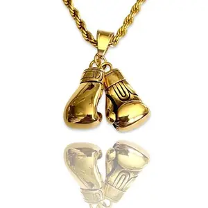 Football/Basketball/Soccer/Baseball Ball Boxing Glove Cool Necklace Pendant for Men, 316L Stainless Steel Sneaker Chain, Trendy Sports Fan Hip Hop Jewelry