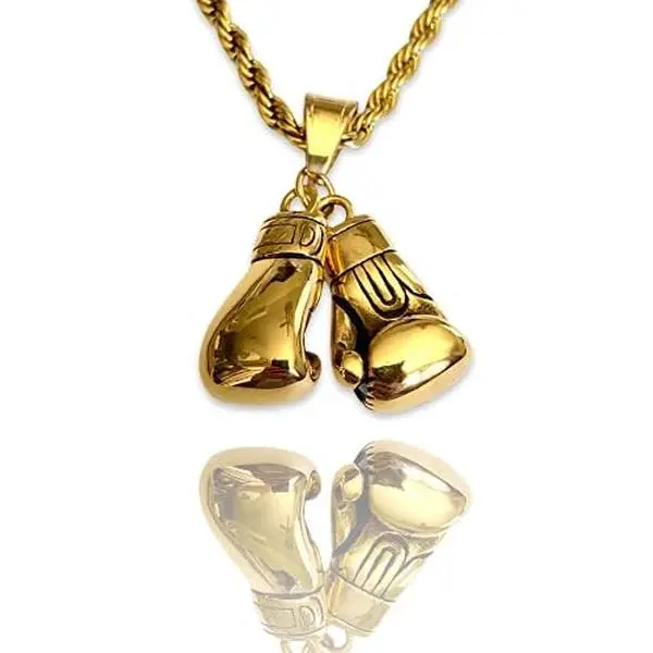 Football/Basketball/Soccer/Baseball Ball Boxing Glove Cool Necklace Pendant for Men, 316L Stainless Steel Sneaker Chain, Trendy Sports Fan Hip Hop Jewelry