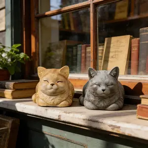 Lazy Cat Resin Statue, Outdoor Garden Decor, Home Living Room Bedroom Decoration, American Country Style Animal Craft, Thanksgiving Christmas Gift