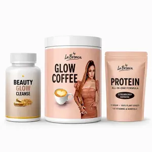 La BRONCA Glow Coffee 500g & Protein Vegana & Glow Cleanse with Collagen Biotin & Vitamin C for Healthcare