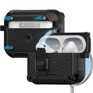 Eagle PC Fiber Texture One-Button Flip Apple Earbud Case, Magnetic Charging Cover for AirPods Pro3, Anti-Drop Protective Shell