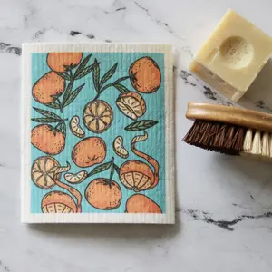 Summer Tangerine Swedish Dishcloth